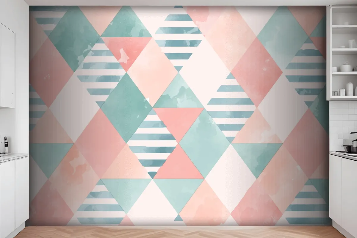 Watercolor Geometric Background Kitchen Wallpaper Mural