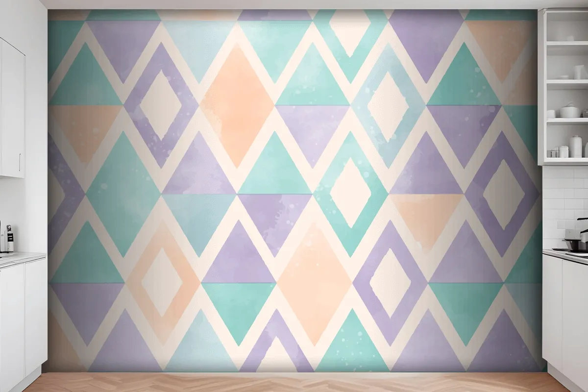 Watercolor Geometric Kitchen Wallpaper Mural