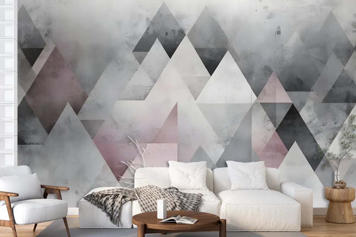 Watercolor Geometric Triangle Pattern Wallpaper Mural