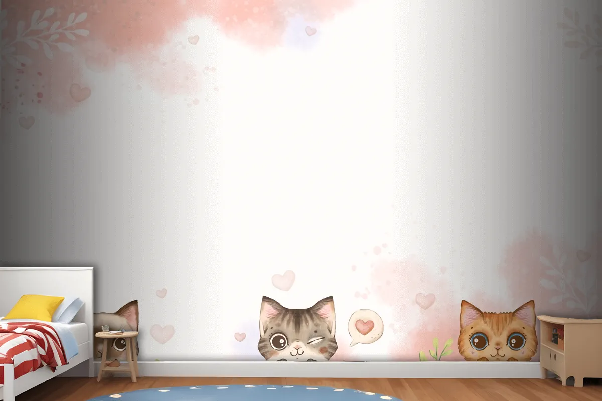 Watercolor International Cat Day Wallpaper Mural