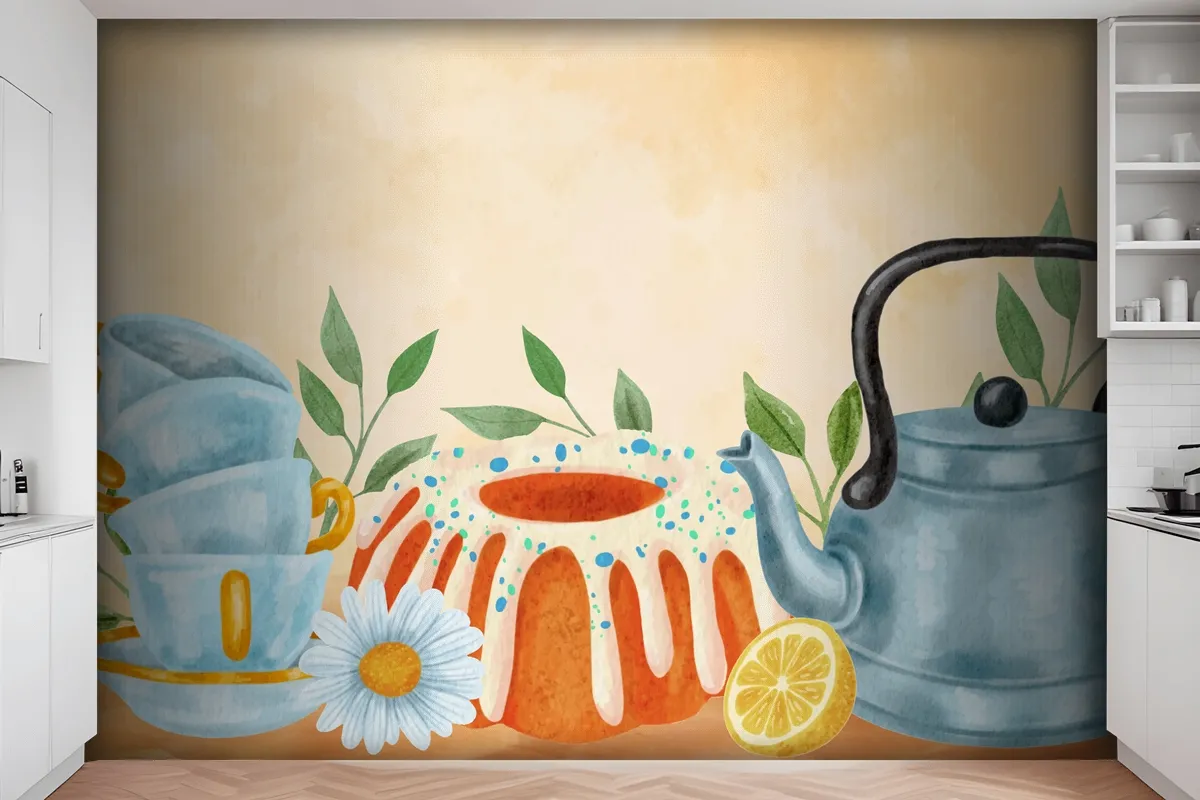 Watercolor International Tea Day Background Wallpaper Mural