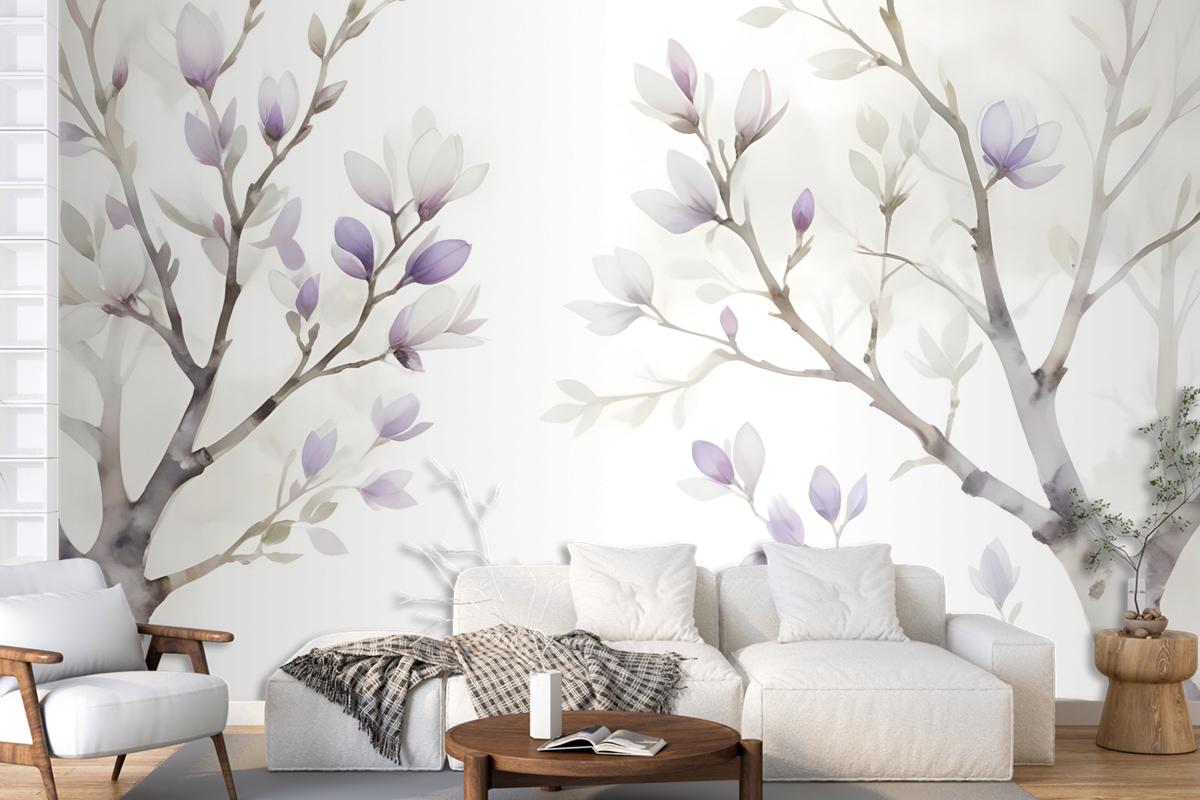 Watercolor Magnolia Floral Wallpaper Mural