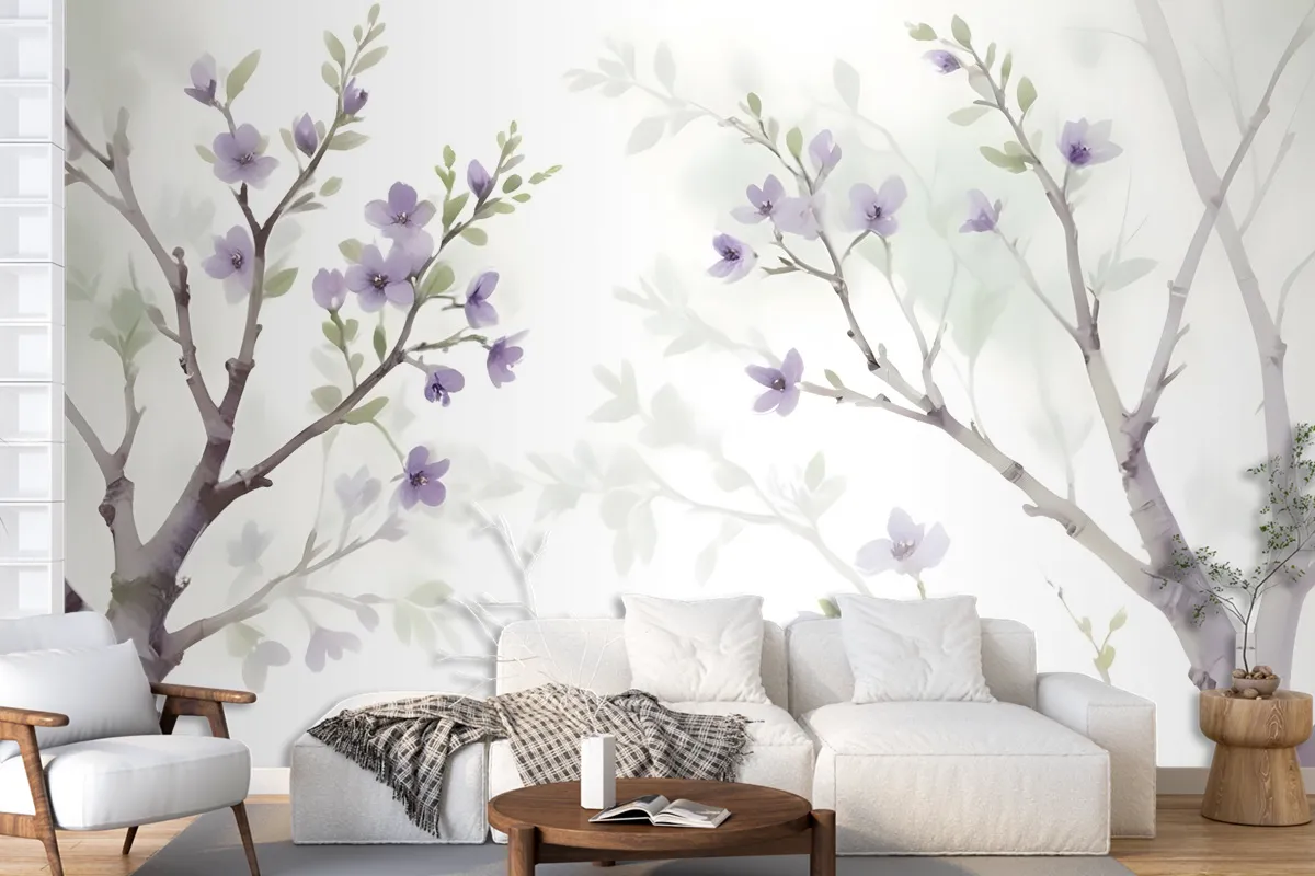 Watercolor Magnolia Floral Wallpaper Mural