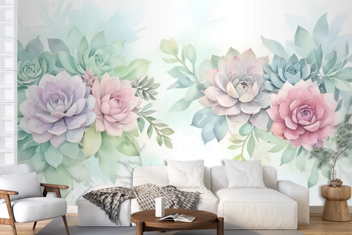 Watercolor Soft Floral Wallpaper Mural