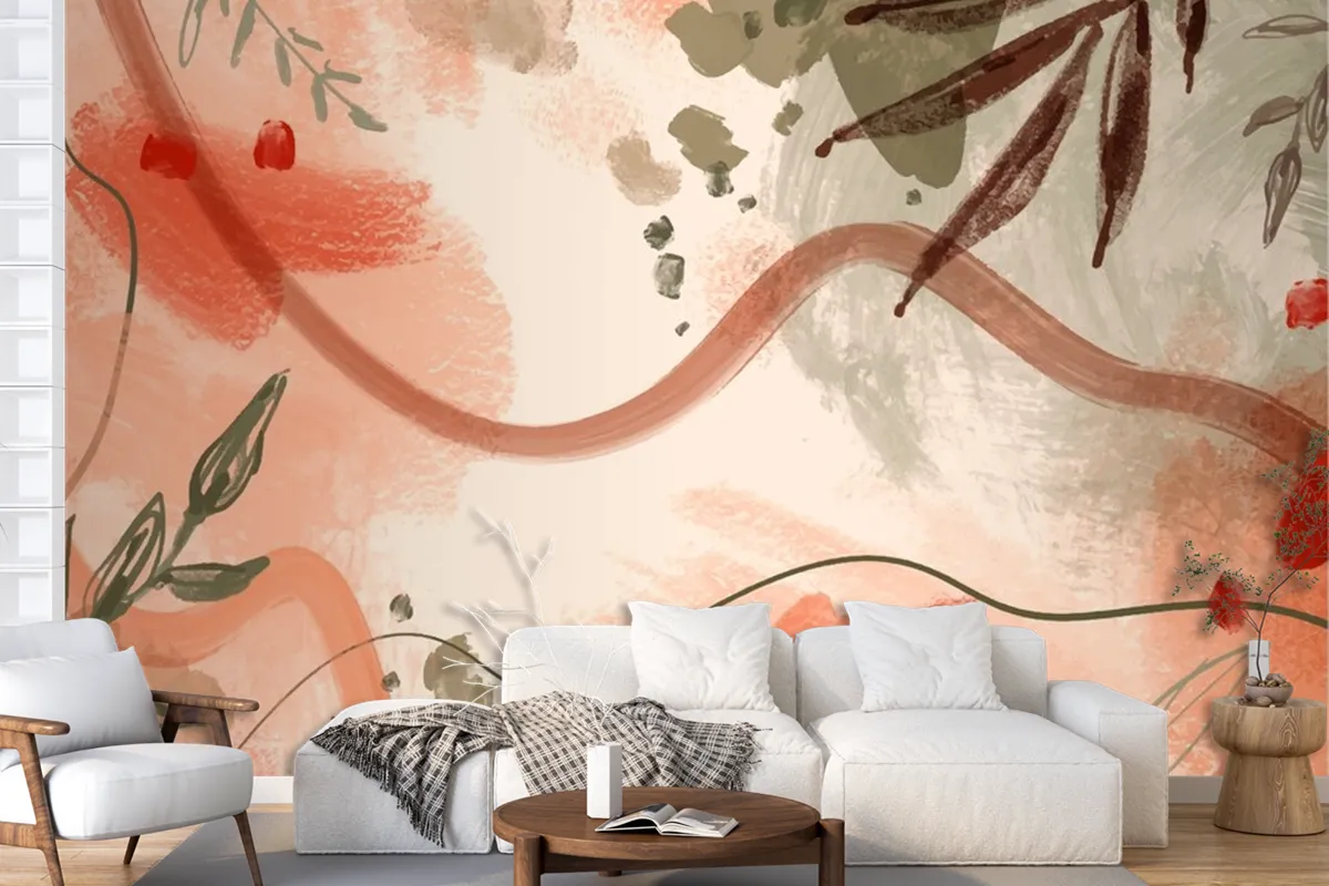 Watercolor Terracotta Pattern Design Wallpaper Mural