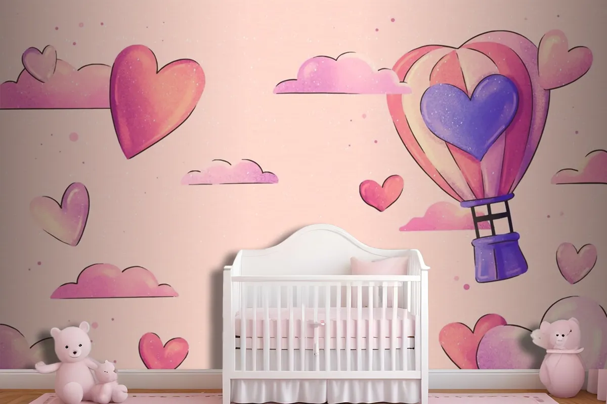 Watercolor Valentine'S Day Background Girl Wallpaper Mural