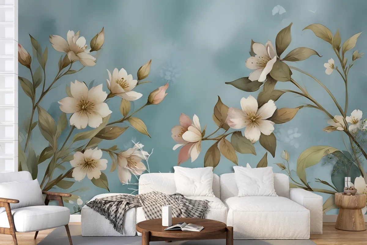 Watercolor Vintage Floral Wallpaper Mural