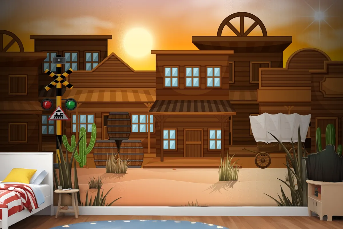 Western Desert Themed Scene In Nature Wallpaper Mural