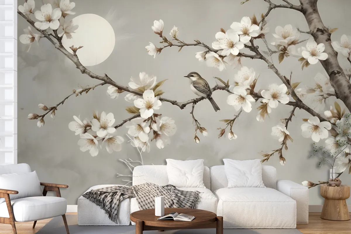 White Plum Blossom Wallpaper Mural