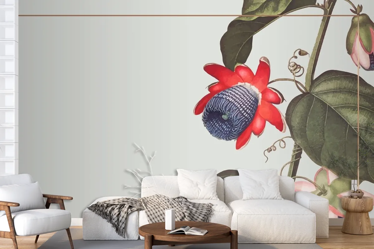 The Winged Passion Flower Rectangle Frame Wallpaper Mural